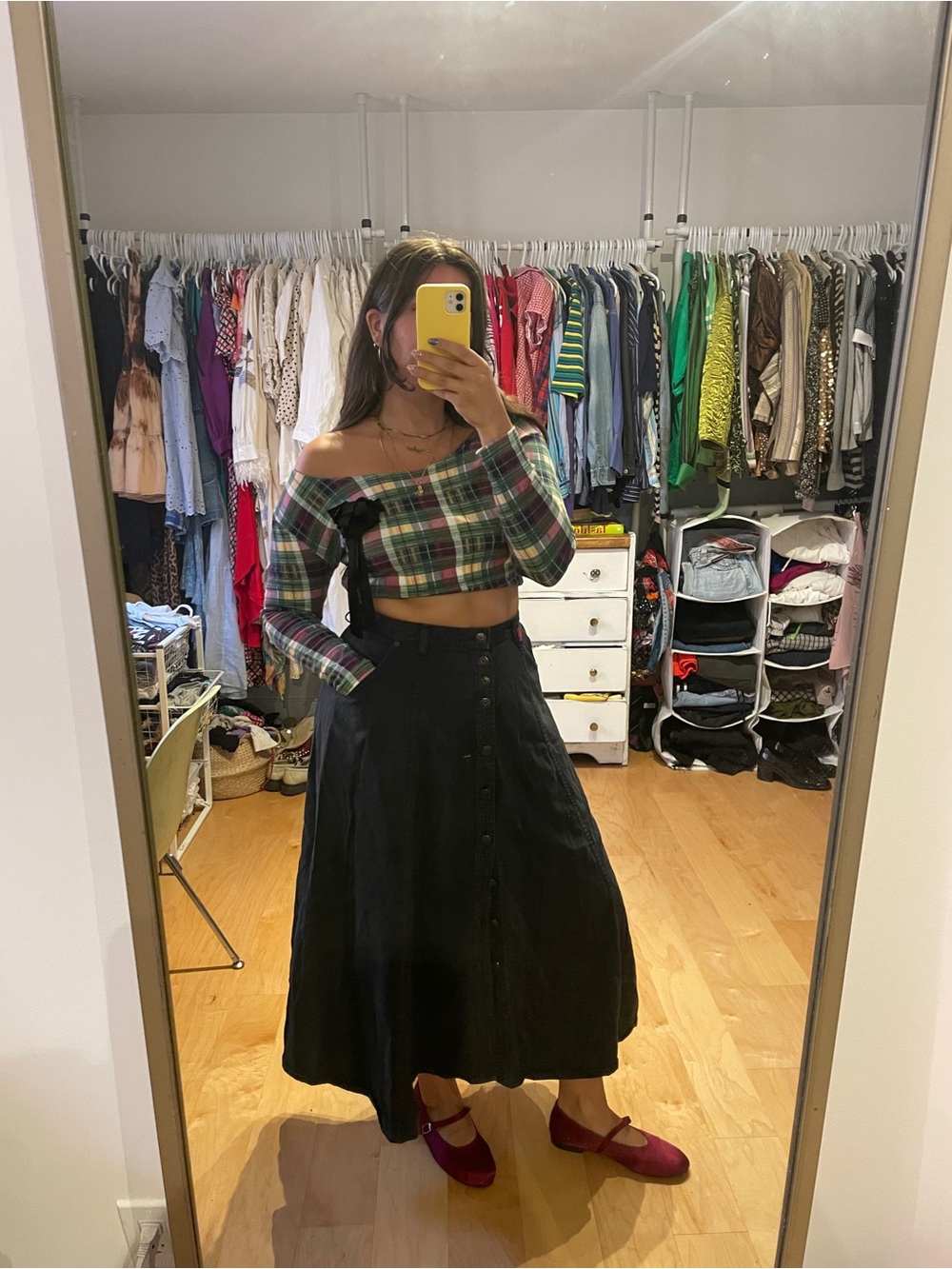 Black Button-Front A-Line Skirt – Women